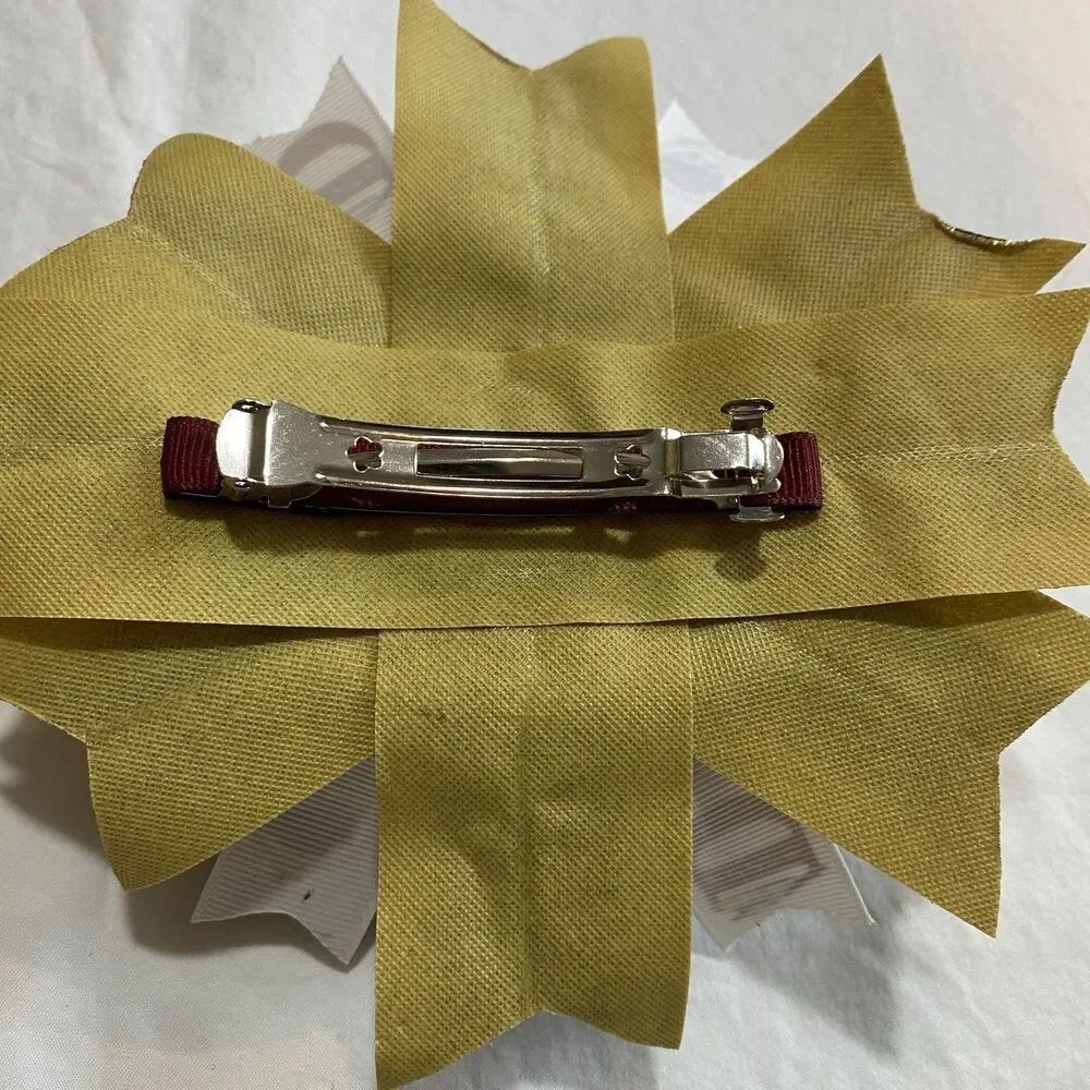 Redsking hair bow homemade multilayered bling glitter gold red